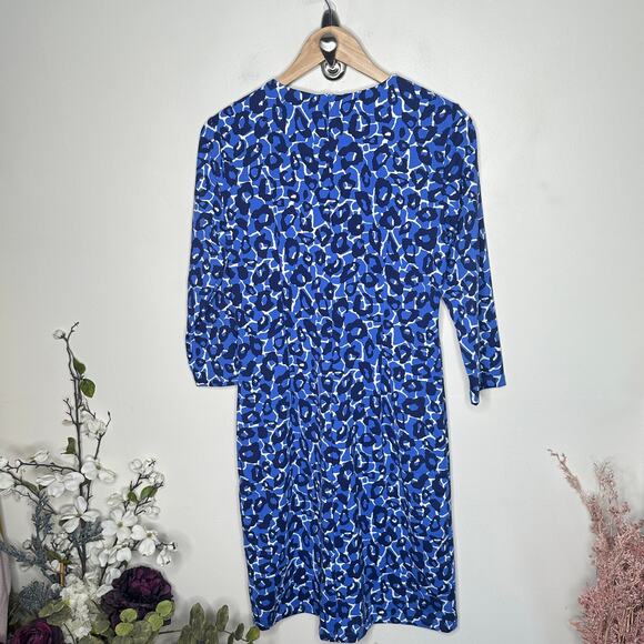 J. MCLAUGHLIN Sophia Dress Catalina Cloth Blue Animal Leopard Print Sz M {3S26} - Picture 3 of 5